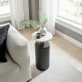 thumbnail image 4 of Danya B. Fritz Midcentury Modern Column Side Accent Table with Textured Black Base Gold Metal Column Accents and Faux Marble Laminate Tabletop, 4 of 11