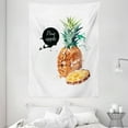 thumbnail image 1 of Fruit Tapestry, Pineapple Design Tropical Aquerelle Hawaii Foliage with Color Splashes, Wall Hanging for Bedroom Living Room Dorm Decor, 60W X 80L Inches, Brown Reseda Green Black, by Ambesonne, 1 of 2