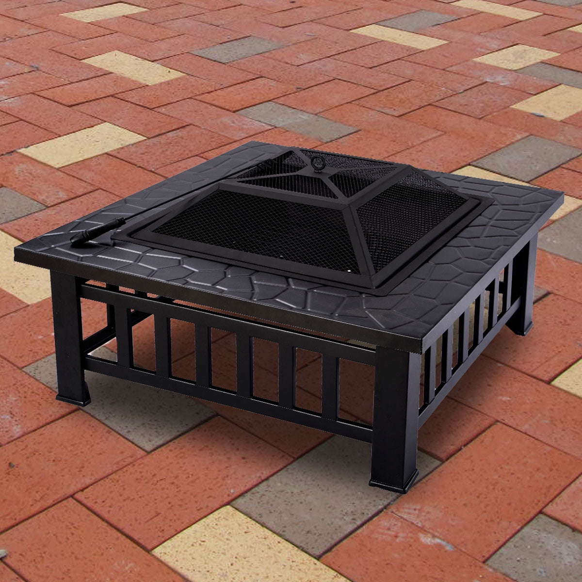 Costway Metal Outdoor Metal Brazier Patio Square Stove Firepit by Costway
