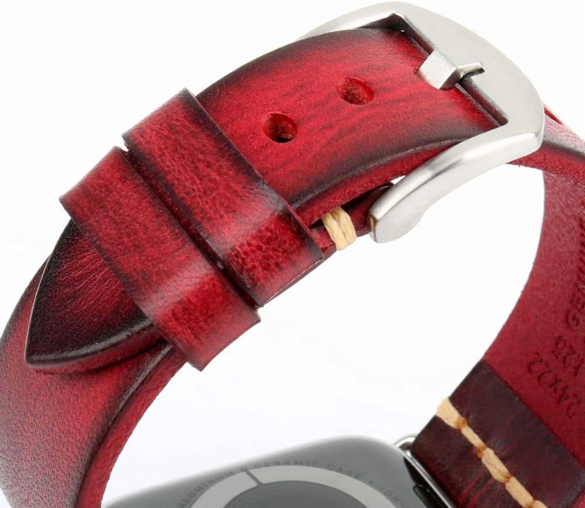 CRKMGS-Smartwatch Bands Compatible with Apple Watch, Vegetable Tanned Leather Watch Straps, Watch Bands Replacement for iWatch Series 10/9/8/SE, 38/40/41/42/44/45/46/49mm for Men, Women