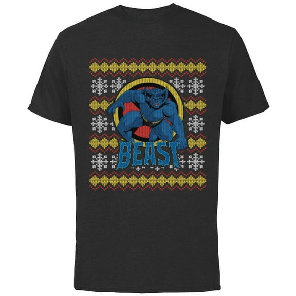 Marvel X-Men Beast Holiday Sweater - Short Sleeve Cotton T-Shirt for Adults - Customized-Black