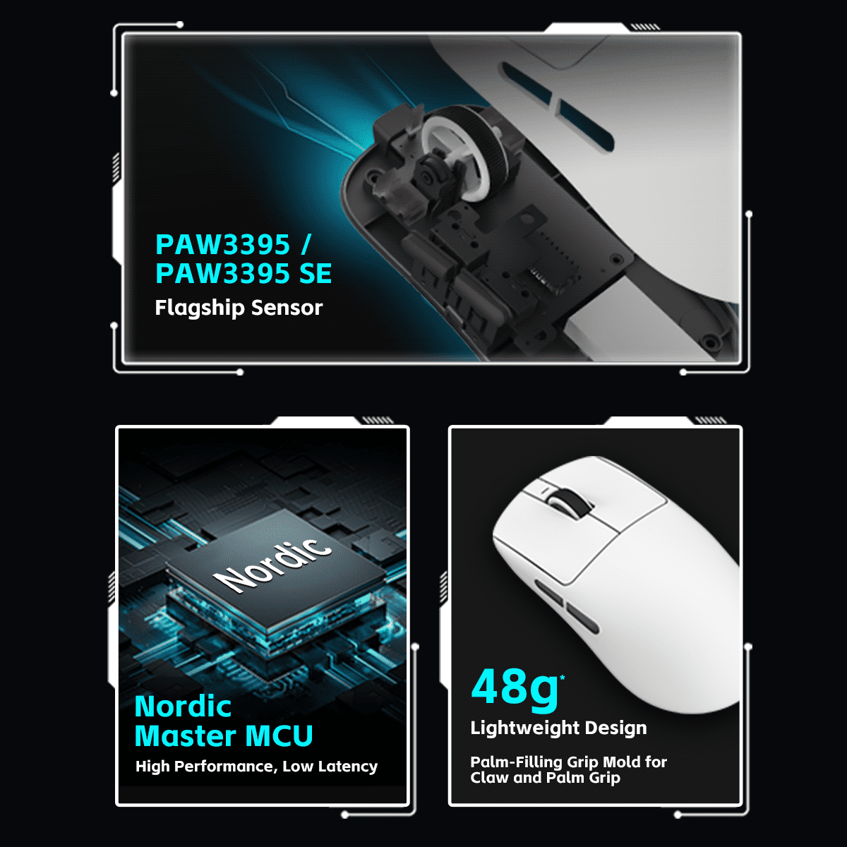 ATK VXE R1 SE+ Gaming Mouse, High-Precision PAW3395 SE Sensor,18000 DPI, 55g Lightweight, Tri-Mode 2.4G/BT5.0/USB-C, Laptops/PC/Mac