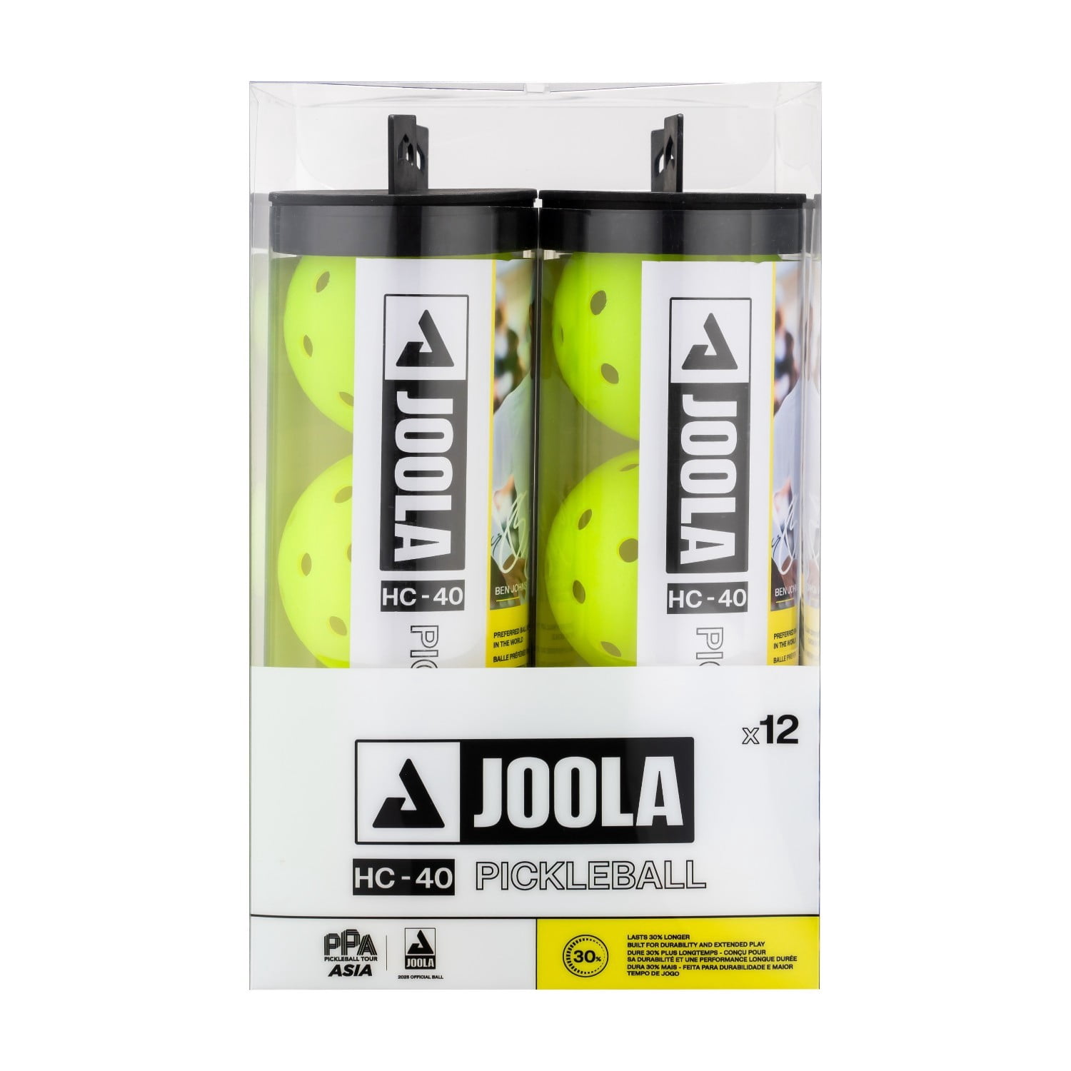 JOOLA HC-40 Pickleball - Shock Yellow - 12 Pack (Global)
