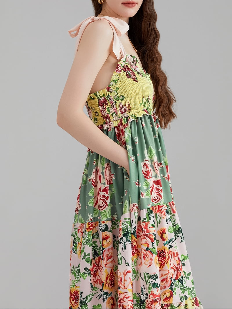 green emerald velvet dress Y2K Silk Ruffle Maxi Dress main image 0