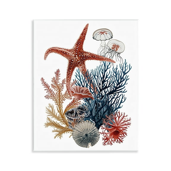 Stupell Industries Natural Aquatic Sea Creatures Animals Painting Unframed Art Print Wall Art, 11 x 14