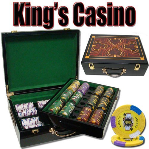 500ct. King's Casino 14g Poker Chip Set in HiGloss Wooden Carry Case