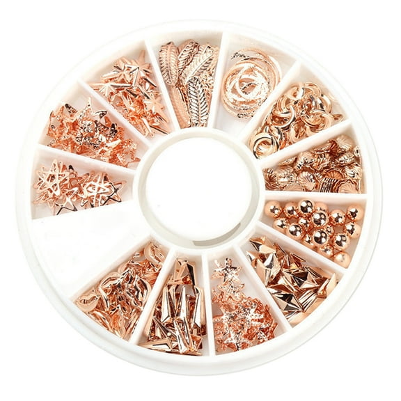 UDIYO 1 Box Metal Rivet Cross Bead Leaf Moon Star Nail Tips Decorations Manicure Tool