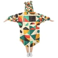 thumbnail image 2 of FORMRS Wearable Blanket Hoodie with Sleeves for Kids Cozy Flannel Sweatshirt, Beige Geometric, 2 of 7
