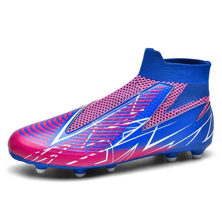 CERYTHRINA Men’s Athletic Soccer Cleats Laceless Boys Outdoor Football Competition Shoes Soft Touch Blue 42