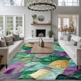 thumbnail image 3 of Purple Green Leaves Area Rugs 6'x9', Washable Small Throw Rugs for Kitchen Dining room, Modern Abstract Art Botanical Indoor Outdoor Rug Non-Slip Low Pile Carpet Runner Reversible Floor Mats, 3 of 8