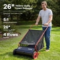 thumbnail image 4 of Wisykoke Push Lawn Sweeper, 26" Width with 4 Fast-Spinning Brushes, 7 Cu. ft Large Capacity Lawn Sweeper, Steel Frame & Adjustable Height, for Grass, Leaves & Debris, 4 of 8