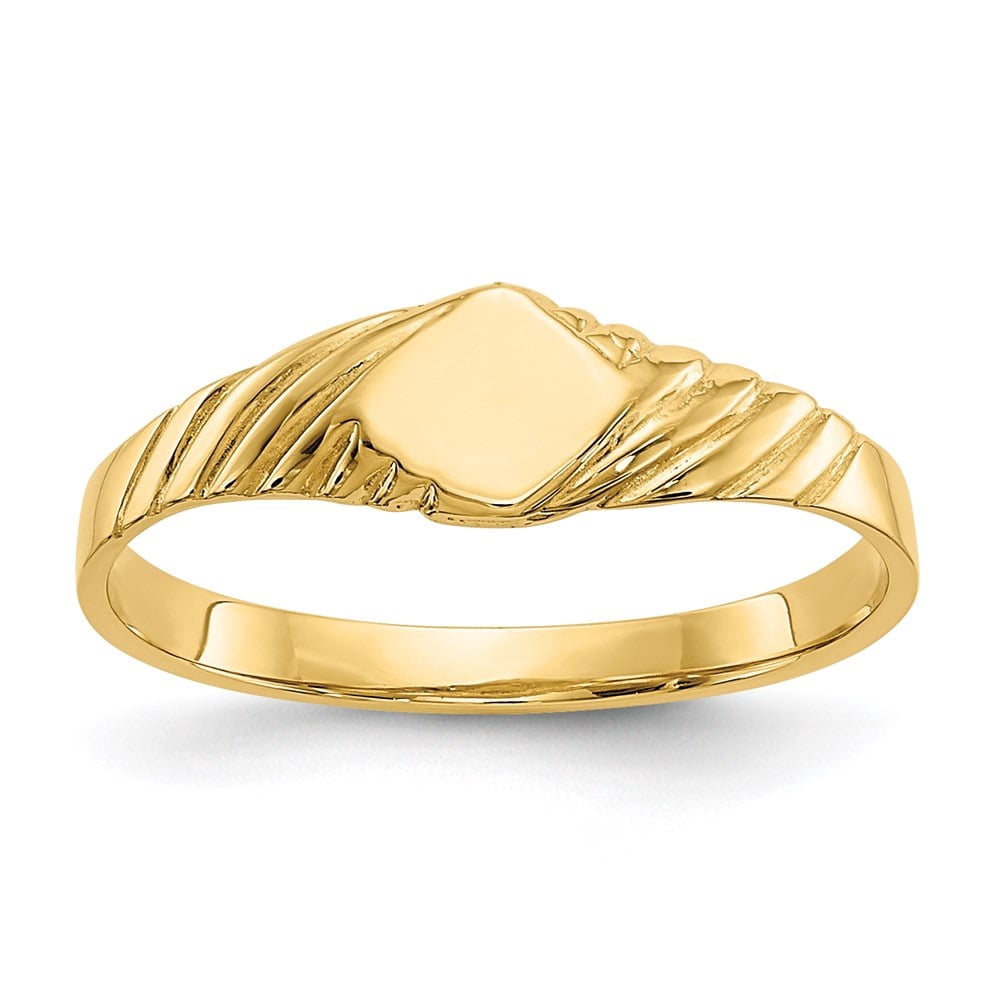 Diamond2Deal 14K Bague Chevalière Fantaisie pour Bébé en Or Jaune Taille 3