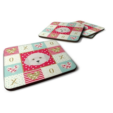 Carolines Treasures CK5193FC Cyprus Poodle Love Foam Coaster Set of 4 Red 3 1/2 x 3 1/2 multicolor