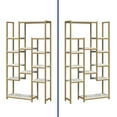thumbnail image 3 of ModFusion 6-Tier Gold Bookcase, 71" Tall Modern Free Standing Bookshelf with 12 Shelf, Faux Marble Open Display Storage Living Room Bedroom Office, Gold, 3 of 10
