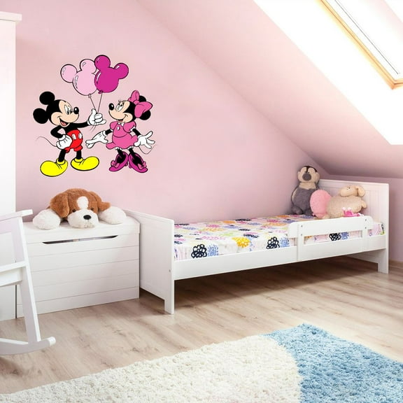 and Minnie Mouse Balloon Cartoon Characters Wall Art Decal Vinyl Sticker Kids Bedroom Infant Baby Room Durable Waterproof High Quality Sticker Decal Adhesive Removable 20x12 inch