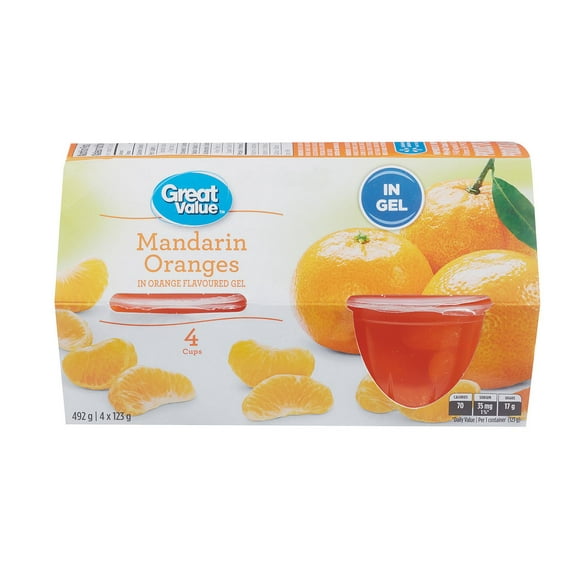 Great Value Mandarin Oranges in Gel, 4 x 123 g