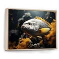 thumbnail image 2 of Designart "The Monochrome Ballet Of Yellow And Grey Fish I" Coastal Coral Under Water Floater Framed Canvas Art Print, 2 of 5