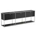 thumbnail image 7 of Cottinch 2-Tier Accent Cabinet,Metal Storage Cabinets with 3 Doors,Open Shelf,Freestanding Organizer for Living Room,Black, 7 of 7