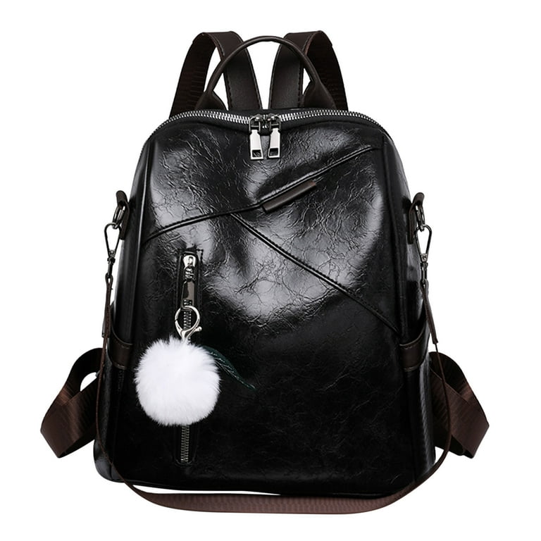 ZHAGHMIN Adult Backpack Men Fashion Versatile Solid Color Leather Removable  Shoulder Bag Casual Lightweight Large Capacity Double Zipper Backpack