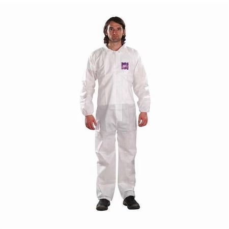 Microchem Collared Coverall,Serged,L,PK25 WH15-S-92-100-04