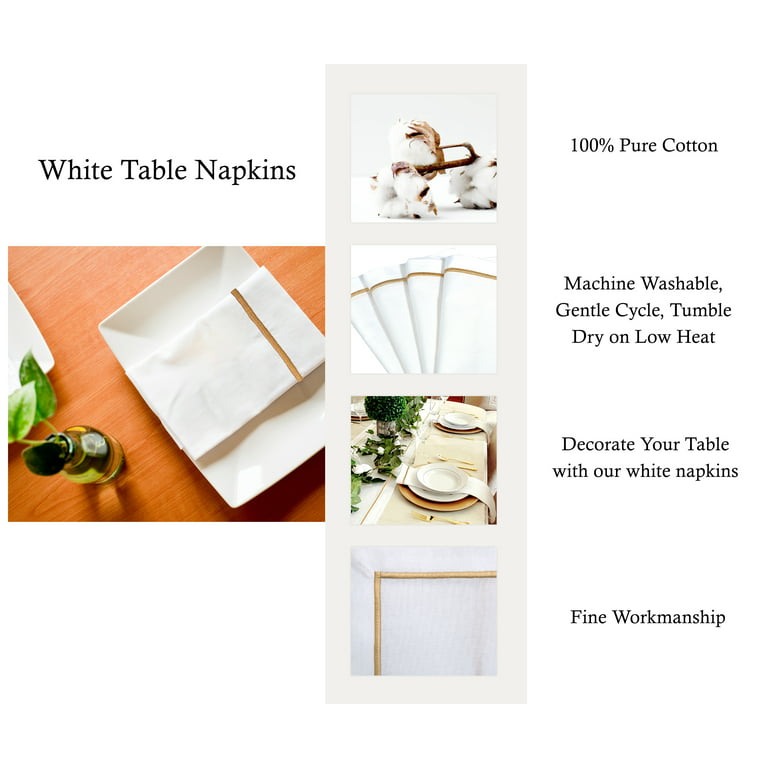 24 x 24 inch Linen Napkins White Cloth Napkins Set of 4 Dinner Napkins Cloth Washable White Linen Napkins White Dinner Napkins Fabric Napkins
