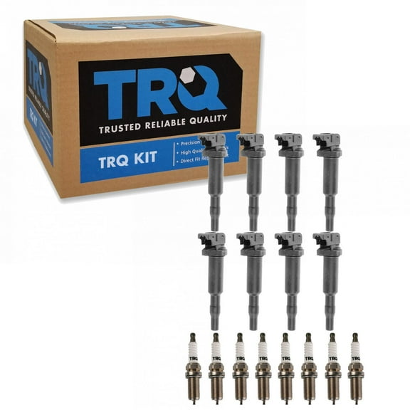 TRQ Ignition Coil & Iridium Spark Plug Kit Set for 2011 BMW X5 4.4L V8 New ICA71837