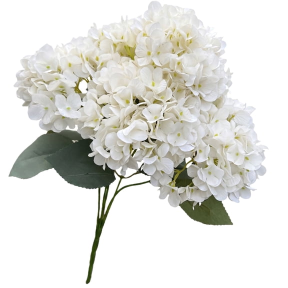 Artificial Hydrangea Flowers 20in Silk-Like Hydrangea Flower with Stems Realistic Fake Flower for Table Home Wedding Party Decor(Cream White)