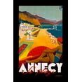 thumbnail image 2 of Vintage Apple Collection 11x14 Black Ornate Wood Framed with Double Matting Museum Art Print Titled - Annecy, 2 of 4