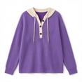 thumbnail image 4 of yillto Womens Sweater Hooded Knit Long Sleeve Sweatshirt Plus Size V Neck Loose Fashion Casual Tops, 4 of 5