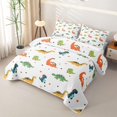 thumbnail image 3 of Homewish Cute Dinosaur Quilt King,Colorful Polka Pots King Coverlet Set,White,3pcs, 3 of 7