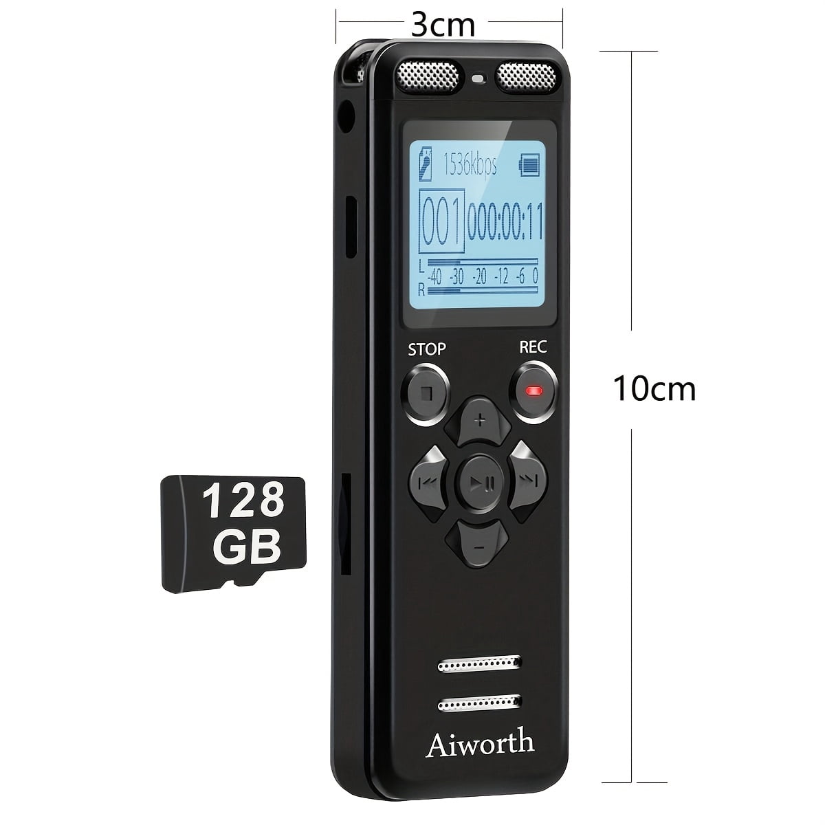 72GB Digital Voice Recorder, Voice-Activated for Lectures and Meetings - Aiworth 9860Hr Audio Recorder with Playback, MP3 Player, Password Protection, Speed Variation