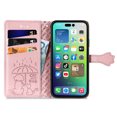 thumbnail image 3 of Allytechgroup Flip Wallet Case [Cat & Dog Cute Embossed Pattern] for iPhone 14 Pro with Card Slots Cash Holder, Magnetic Clasp Shockproof Kickstand Cover with Hand Strap, Rosegold, 3 of 9