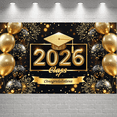 thumbnail image 5 of Gold Glitter Congrats Grad Banner Dark Blue Graduation Backdrop 3D Lettering Red Ribbon 2026 Grad Display for Graduation Parties High School Graduations College Graduations, 5 of 5