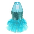 thumbnail image 2 of Haitryli Kids Girls Sequins Ballet Hip-Hop Latin Jazz Dance Tutu Dress Leotard Stage Performance Costume Light Blue 5, 2 of 7