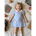 thumbnail image 5 of BemeyourBBs Toddler Baby Girl Back to School Dress Summer Kindergarten Outfits First Day of School Outfit 2 3 4 5 6 7 Years Apple Embroidery Doll Collar Short Sleeves Plaid A Line Dress, 5 of 9
