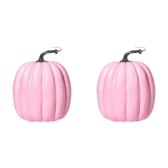 olkpmnmk 2Pcs Artificial Pumpkins, Plastic Pumpkins, Fake Pumpkins, Halloween Pumpkin, Thanksgiving Decorations, Pink Pumpkins for Table top House Dining Table Party Thanksgiving Decoration, 6.5 In