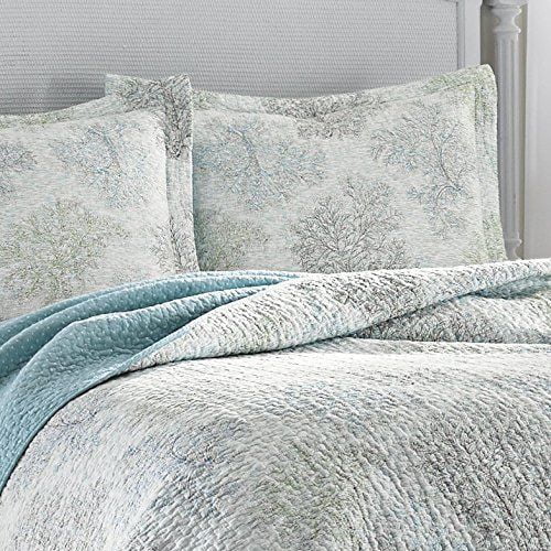 Laura Ashley Saltwater Reversible Quilt Set, King Saltwater Blue 206341