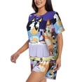 thumbnail image 2 of Saiise Bluey Pajamas Sets for Women Soft Short-Sleeved Pjs with Lounge Shorts Two Piece Sleepwear S-4XL, 2 of 7