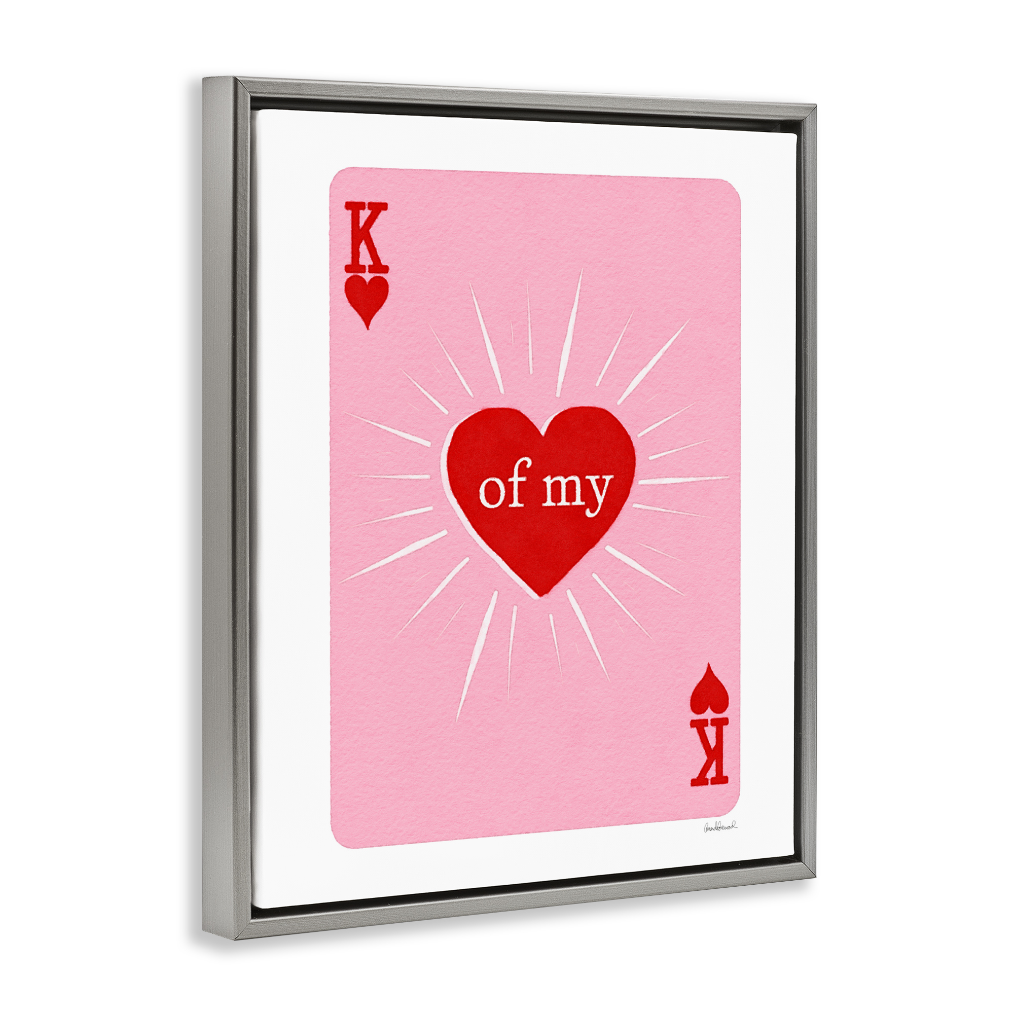 King Of My Heart Gray Framed Floater Canvas Wall Art, design by Amanda Greenwood