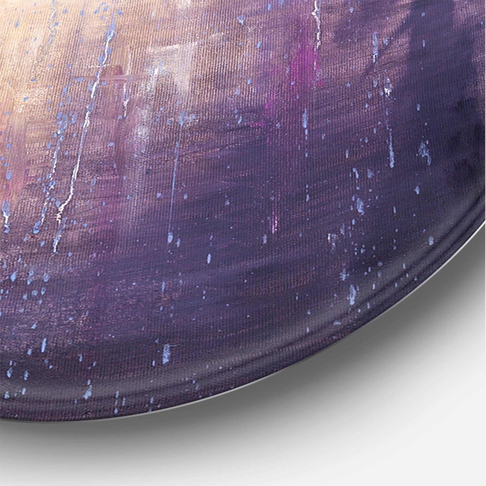 Designart 'The Girl With The Umbrella Walking In The Rain II' French Country Circle Metal Wall Art 29x29 - Disc of 29
