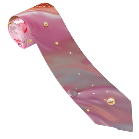 Salouo Abstract Pink Gold Splash Pattern Men's Silk Ties 4.7"Necktie for Men Formal Ties Business Necktie Men's Wedding Fashion Accessory