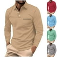 thumbnail image 1 of UVEASISHA Men's Golf Poloss Fall Long Sleeve Casual Business Work Shirts Button V Neck Collared Polos Shirts Classic Slim Fit Golf Shirts with Front Pocket Today Sales,Dark Gray,S, 1 of 6