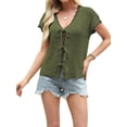 thumbnail image 2 of Women Summer Cable Knit Cardigan Sweater Tie Front V Neck Oversized Knitwear Green L, 2 of 8