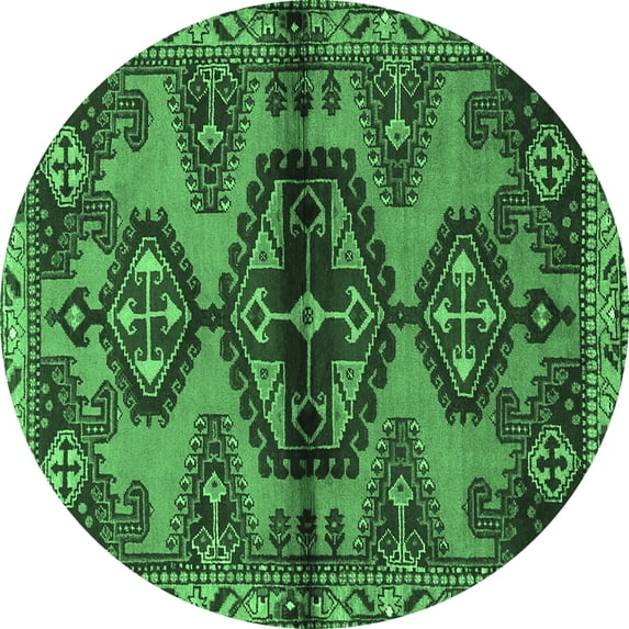 Ahgly Company Indoor Round Persian Emerald Green Traditional Area Rugs, 5' Round