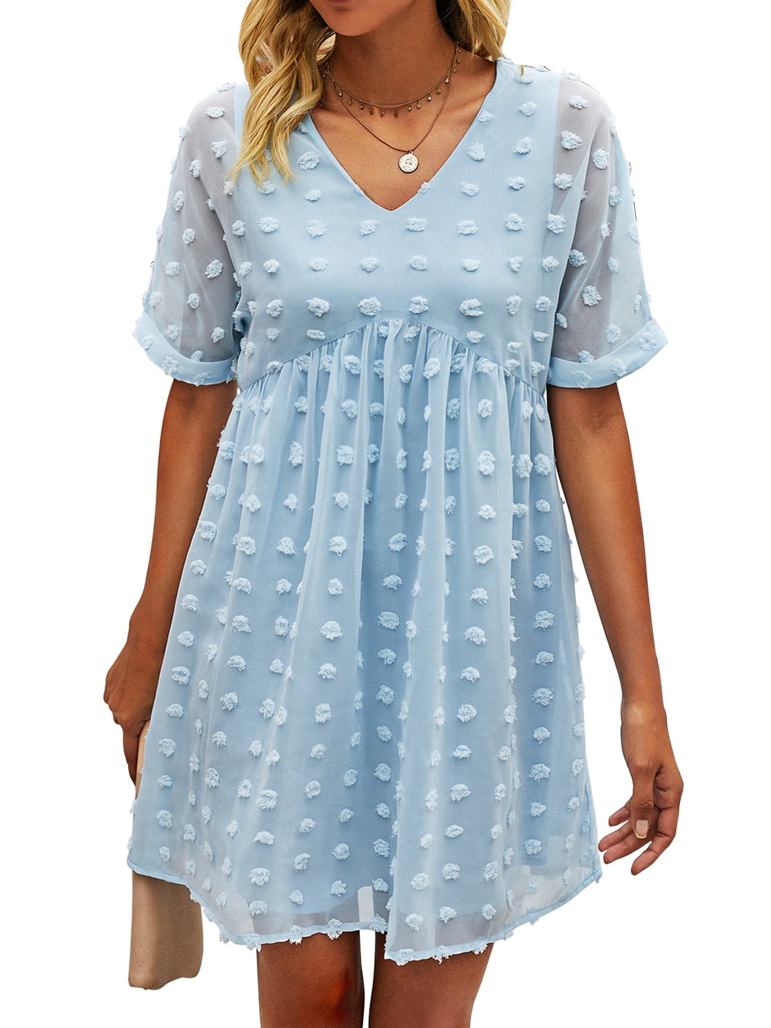 Womens Short Sleeve V-Neck Summer Casual Sundress Short Dress - Walmart.com