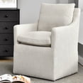 thumbnail image 5 of Contemporary Linen Upholstered Armchair with Soft Cushion and Casters for Living Room,Home Office,or Reading Nook,Set of 4, 5 of 5