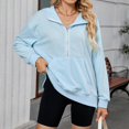 thumbnail image 5 of Womens Sweatshirts Half Zip Cropped Pullover Quarter Zipper Hoodies Fall Fashion Outfits Clothes Sky Blue XXL, 5 of 5