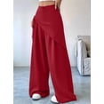 thumbnail image 6 of Women Wide Leg Baggy Flowy High Waisted Pants Loose Fit Casual Cozy Cute Y2k Trousers Red M, 6 of 9