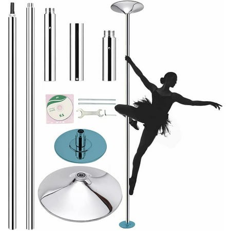 Portable 45mm Dancing Pole Kit Fitness Stripper Static Spinning Dance Exercise with DVD Club Home Party Pub Removable Dancing Pole for Beginner & Professional Stripper,Load Capacity 440 LBS