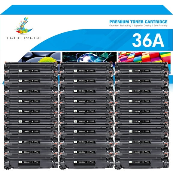 True Image 30-Pack Compatible Toner Cartridge for HP CB436A 36A LaserJet P1100 P1102W Pro M1132 M1210 M1130 M1217NFW MFP 1522NF M1550 Printer (Black)